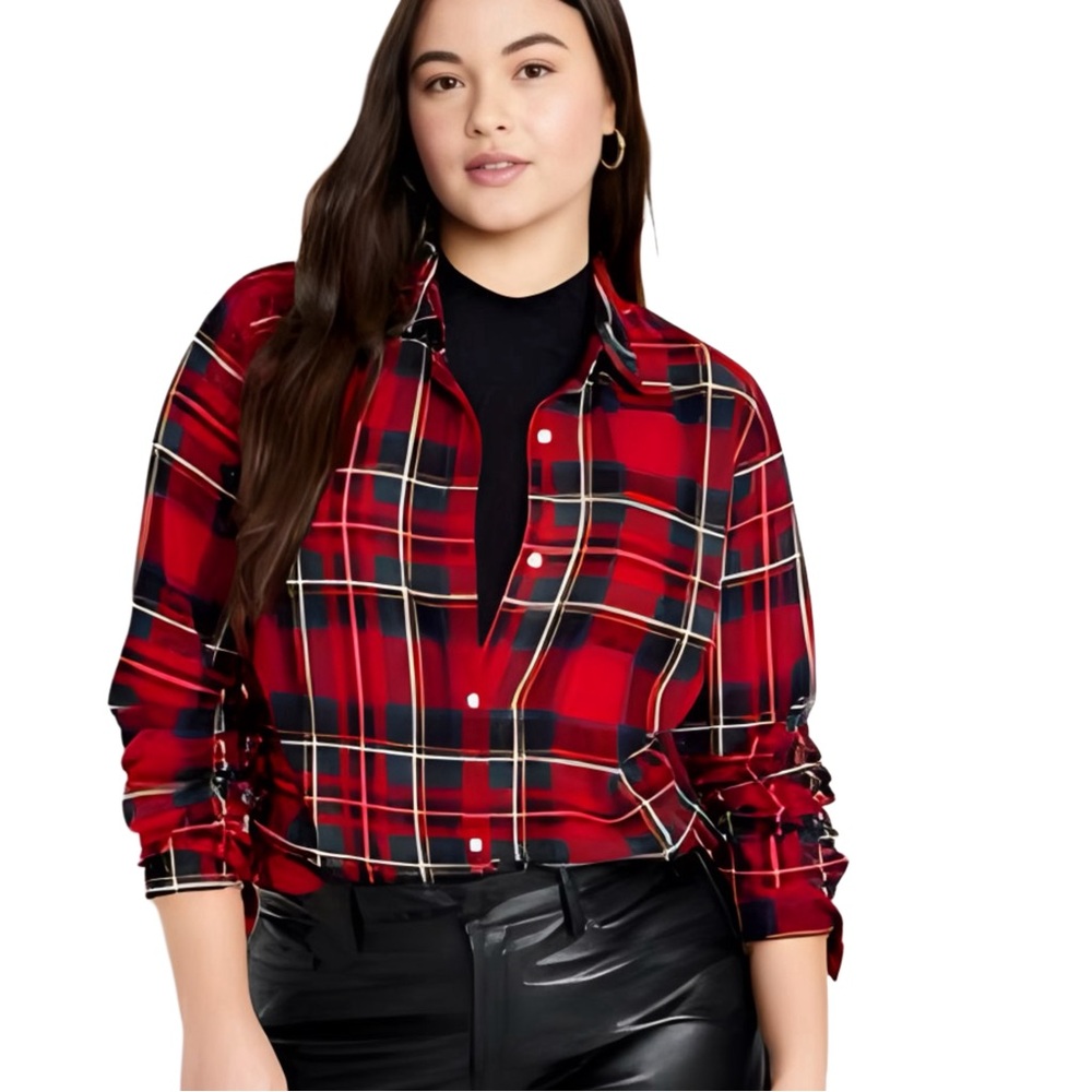 Old Navy Boyfriend Plaid Blouse
